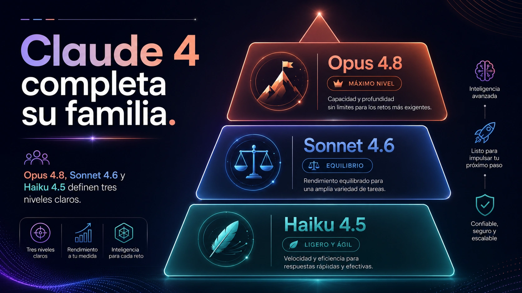 Claude 4 completa su familia: Opus 4.8, Sonnet 4.6 y Haiku 4.5 definen tres niveles claros