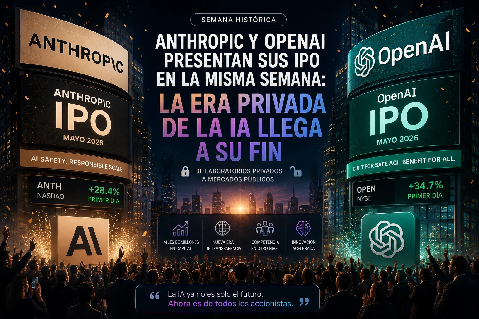 Anthropic y OpenAI presentan sus IPO en la misma semana: la era privada de la IA llega a su fin