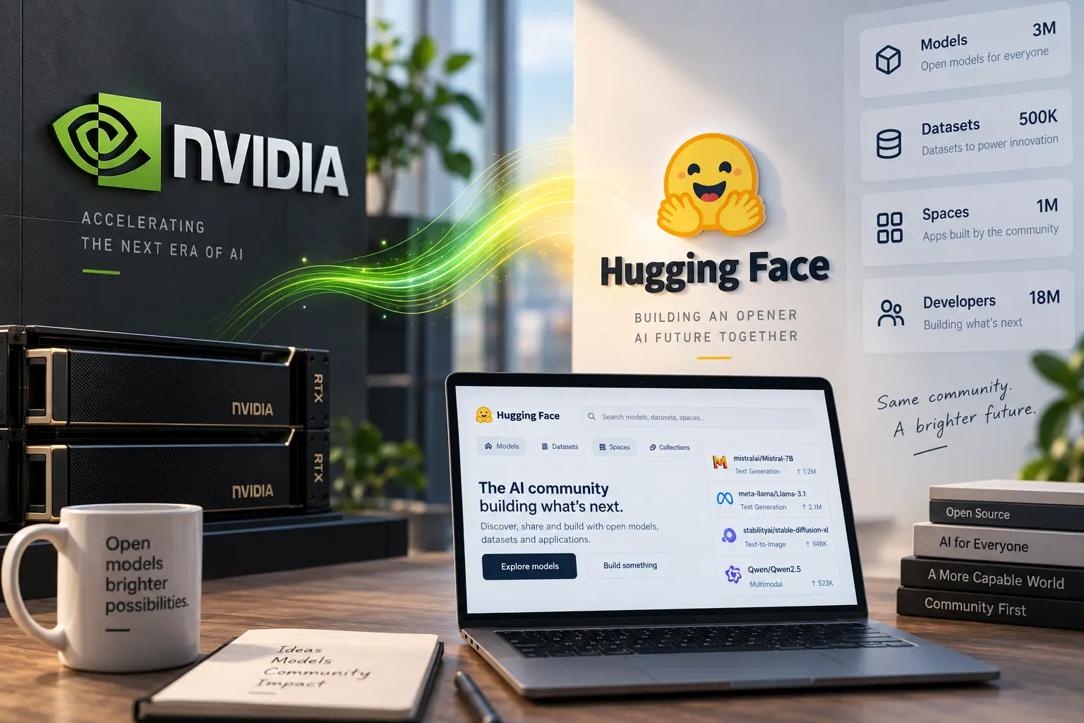 Nvidia compra Hugging Face por 12 900 millones de dólares y se asegura el hub de la IA abierta