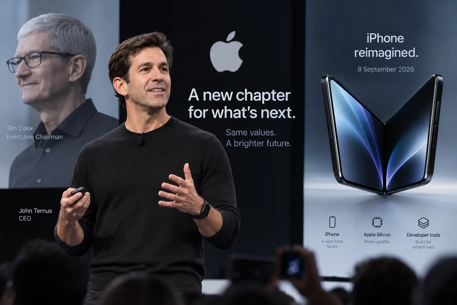 John Ternus sucede a Tim Cook como CEO de Apple justo antes de presentar el primer iPhone plegable